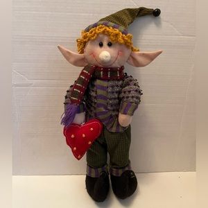 15” Plush Christmas Decor Elf With Heart